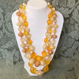 1960's Three Strand Bead Necklace
